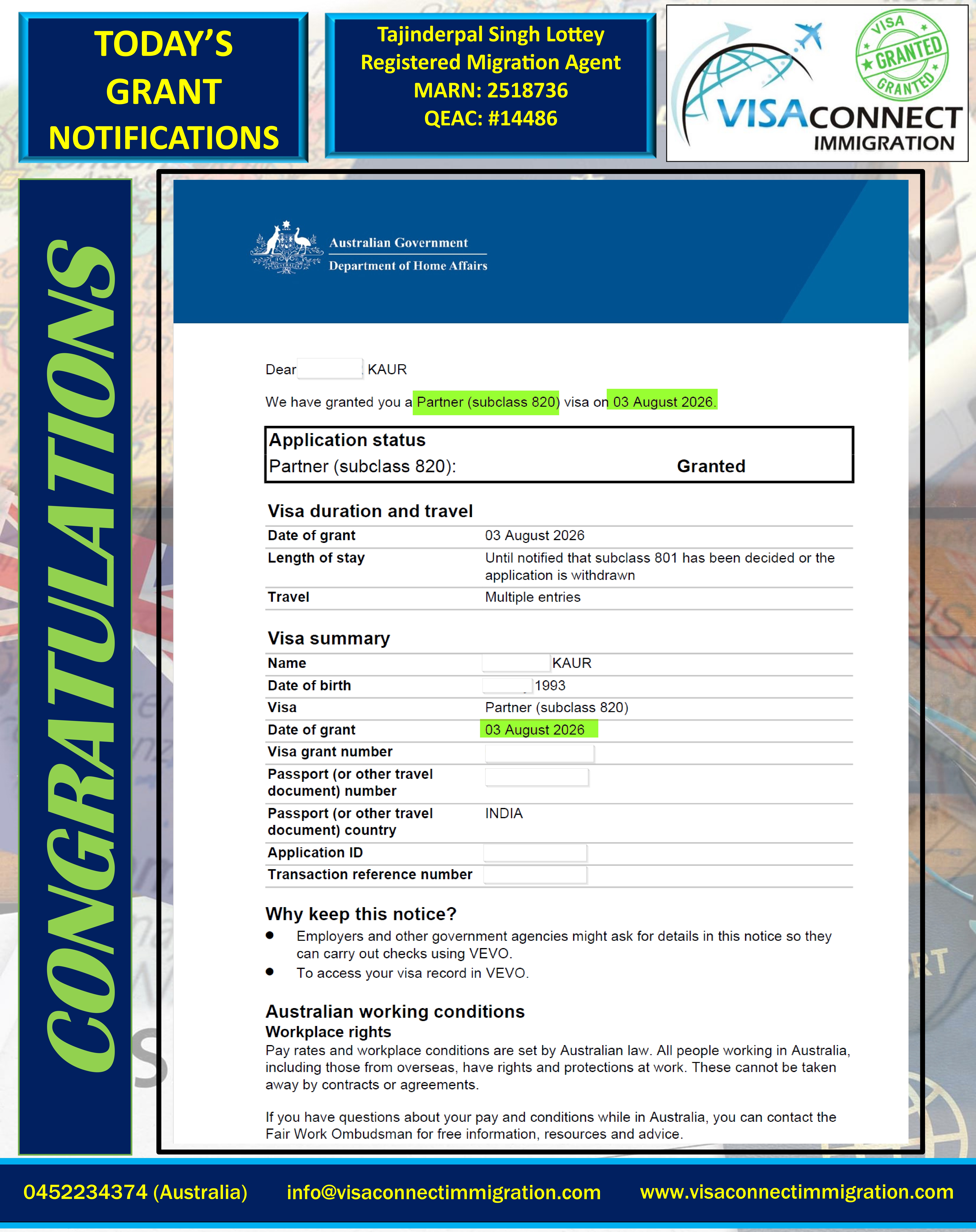 Visa Grant