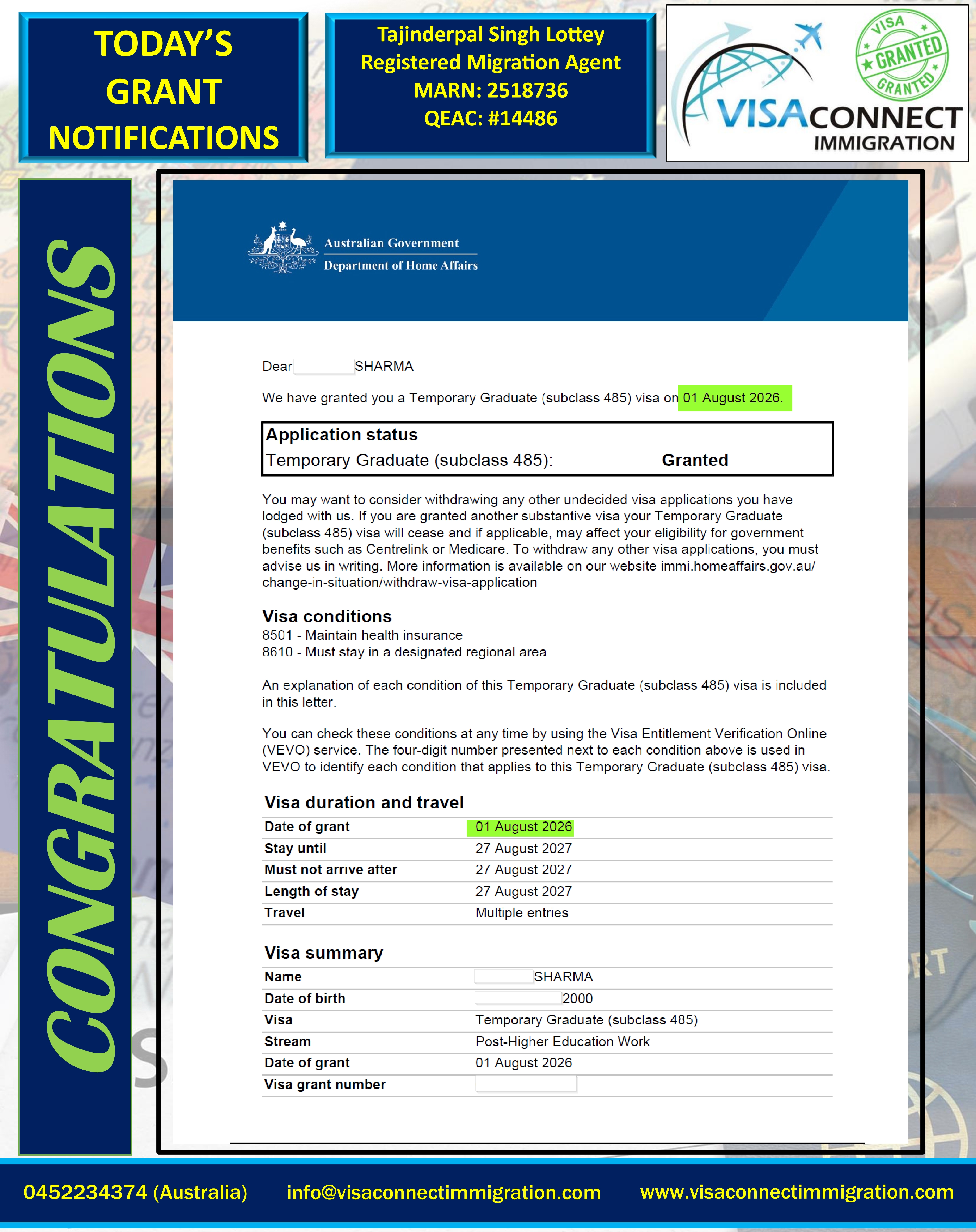 Visa Grant