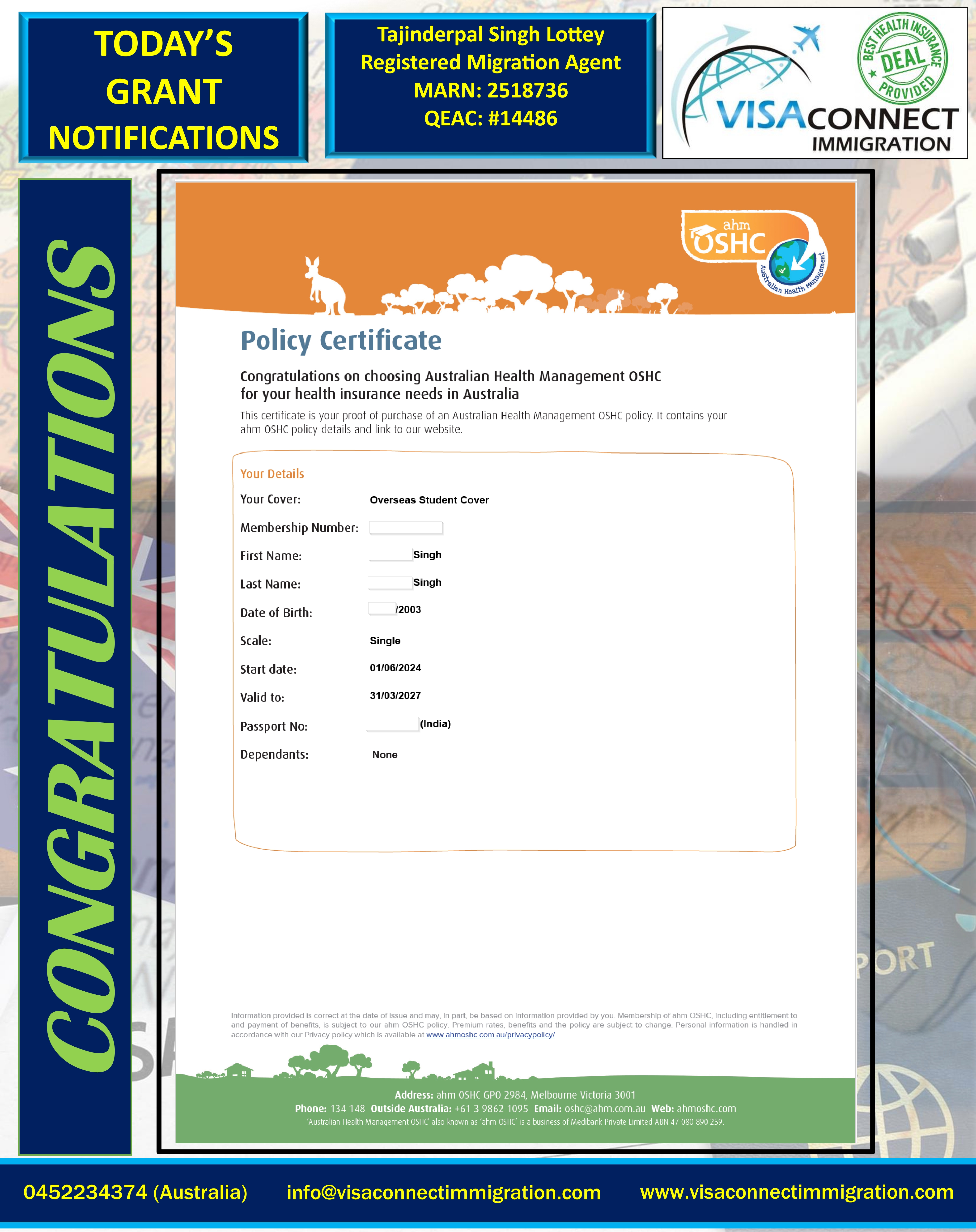 Visa Grant