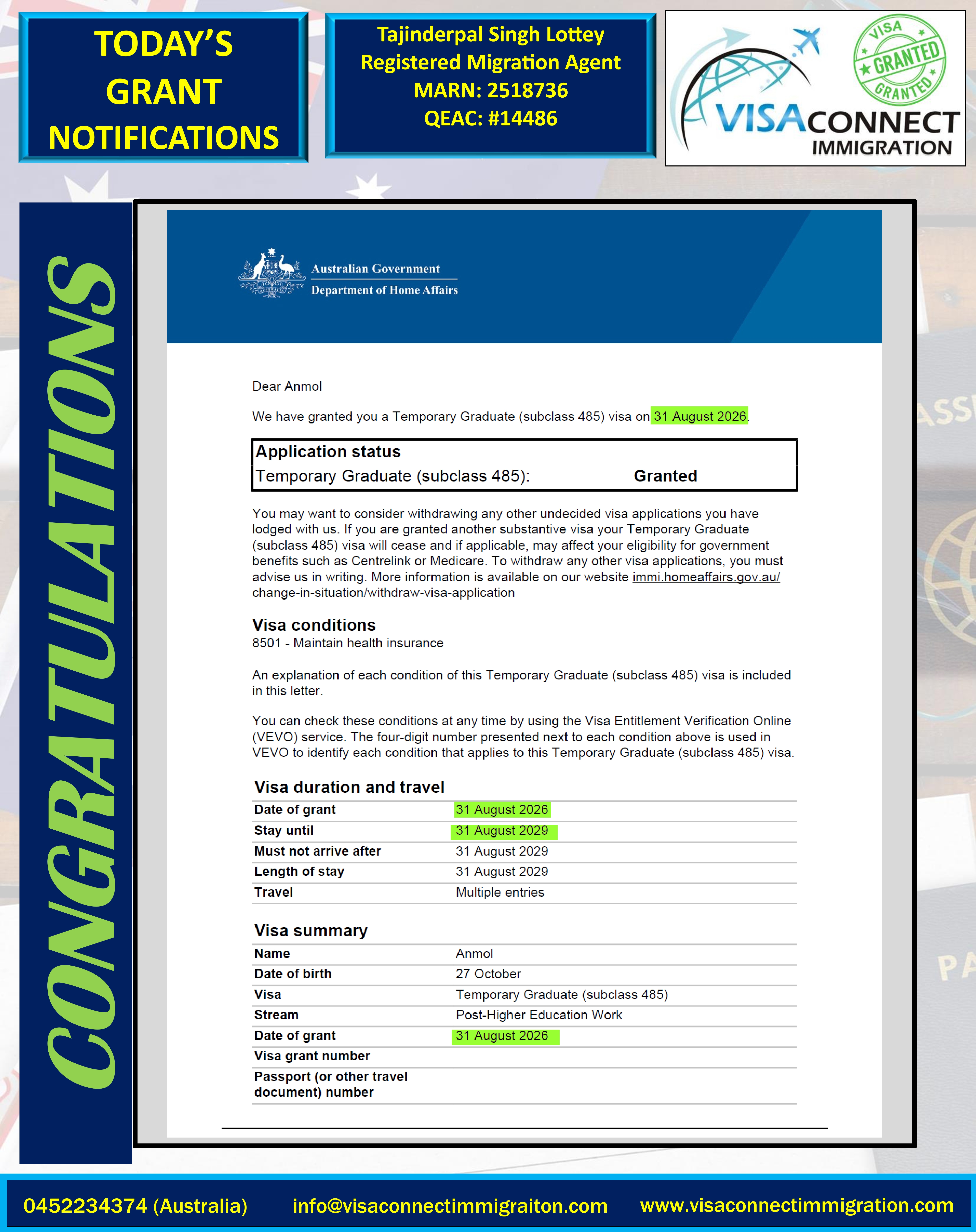Visa Grant