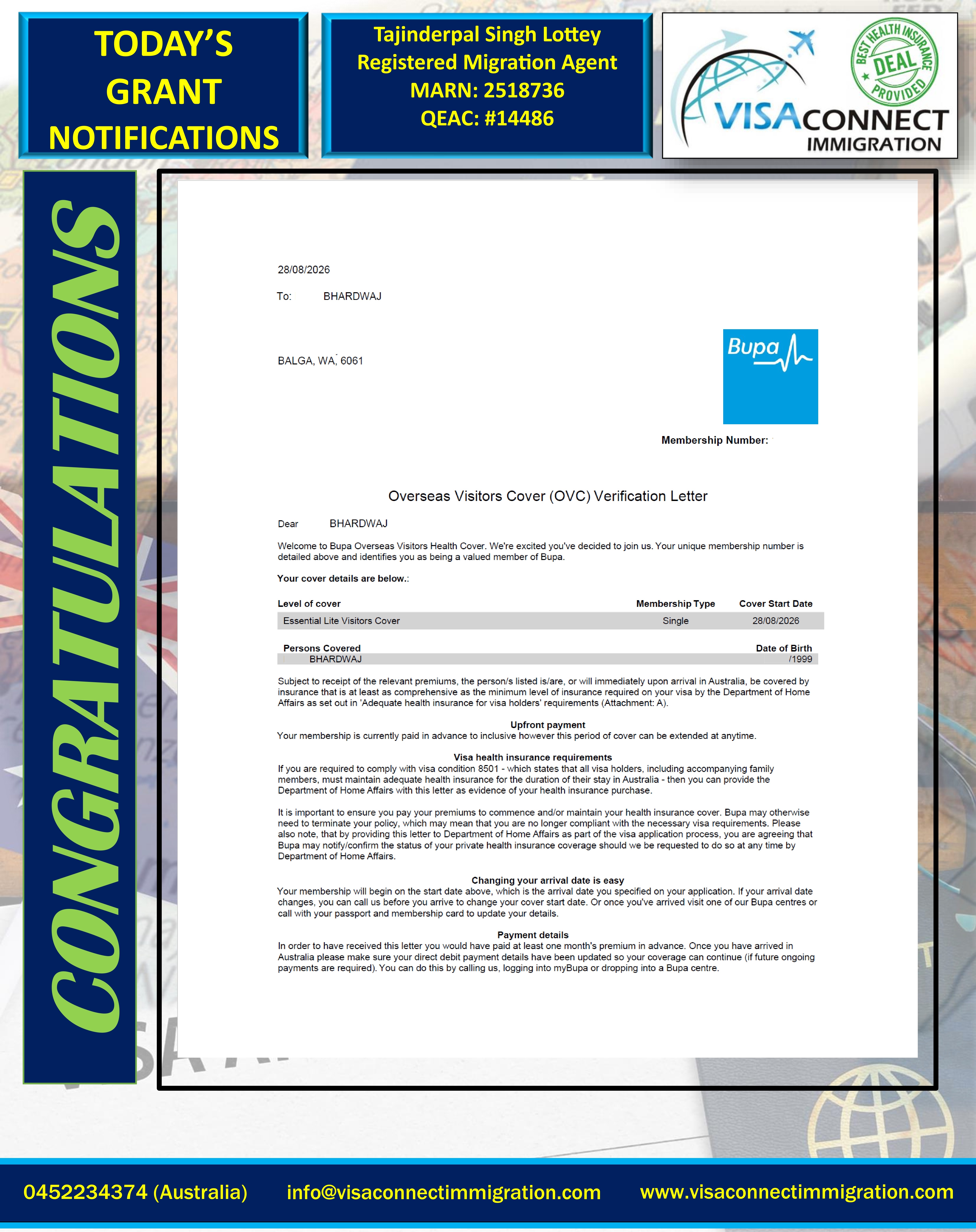 Visa Grant