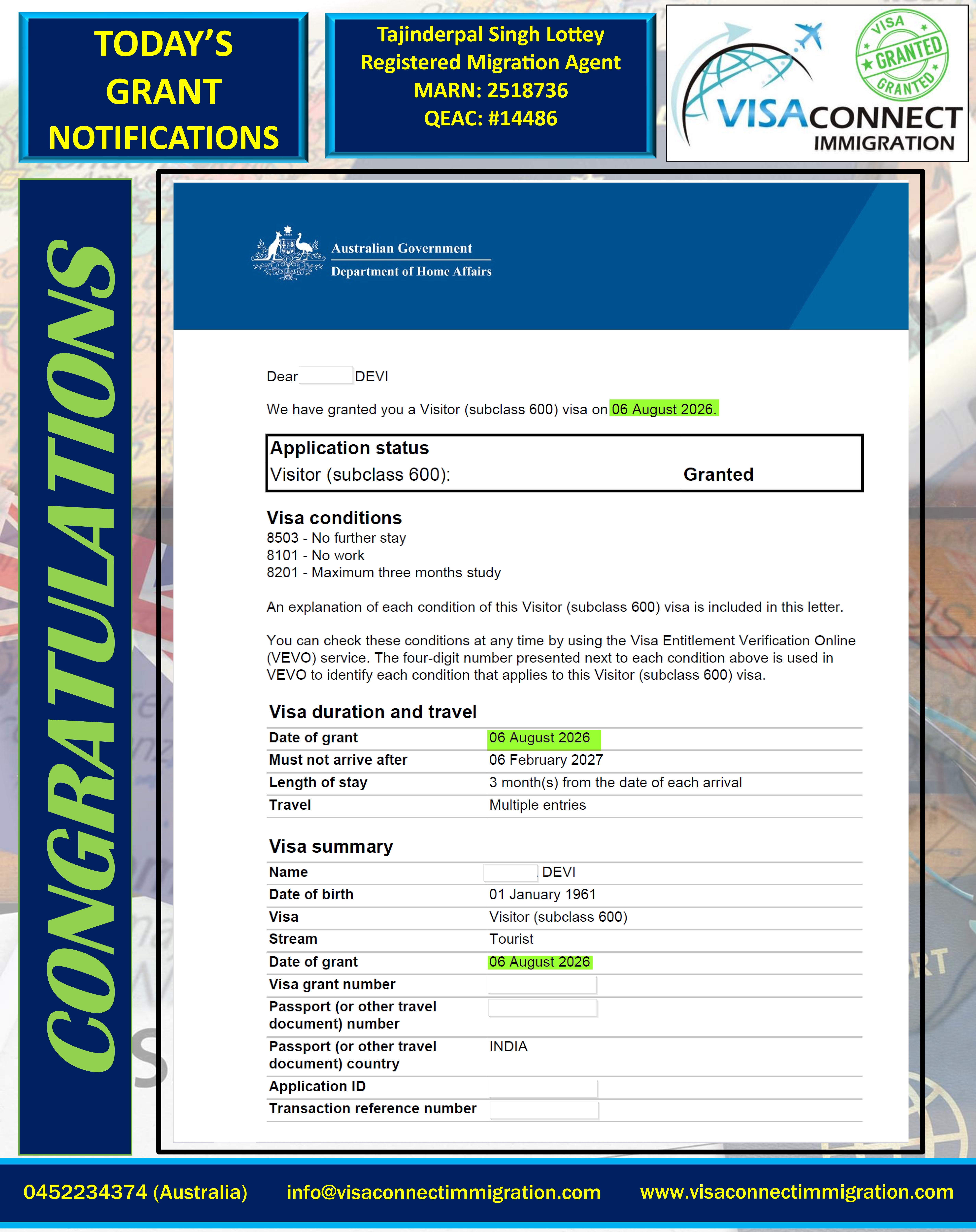 Visa Grant