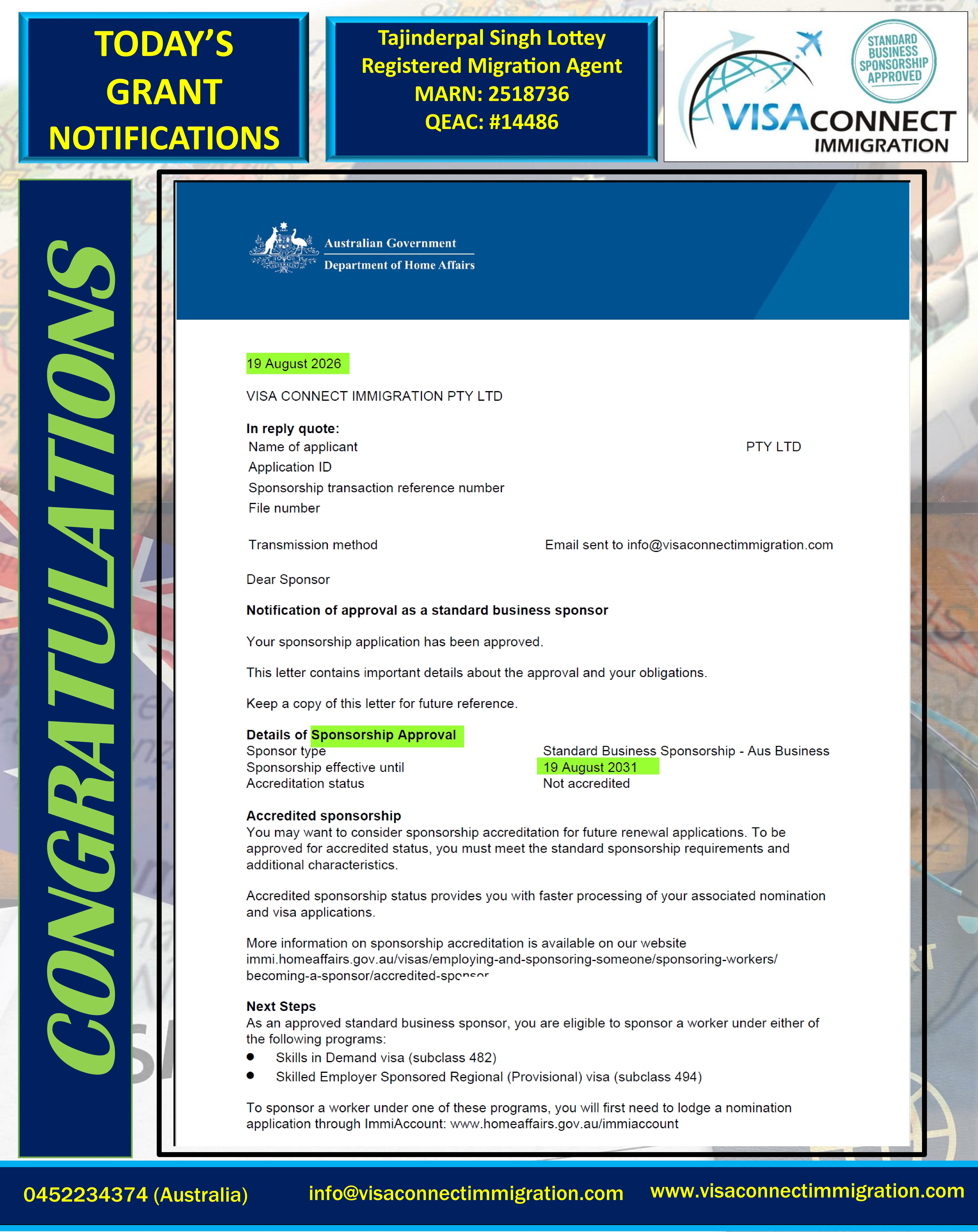 Visa Grant