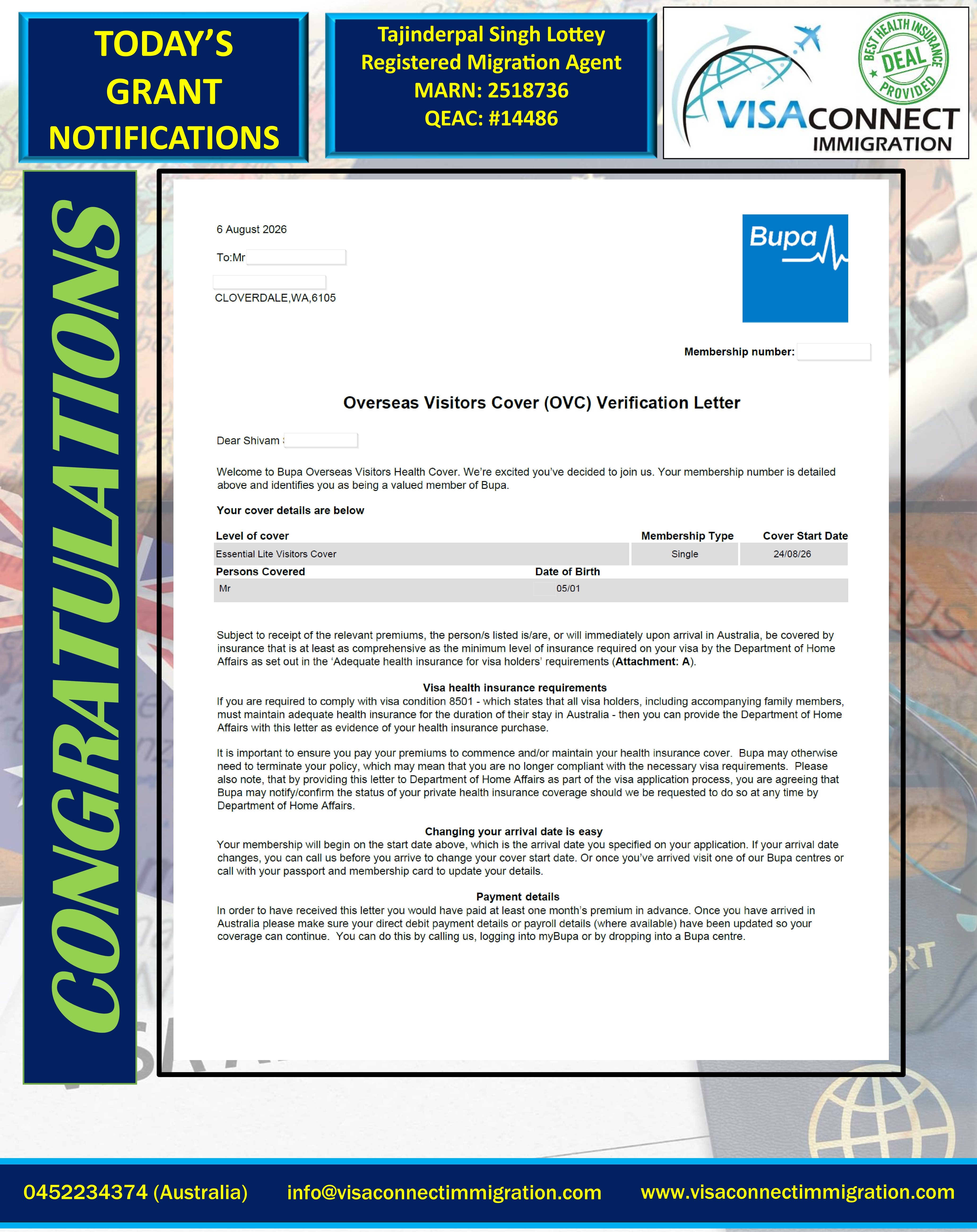 Visa Grant