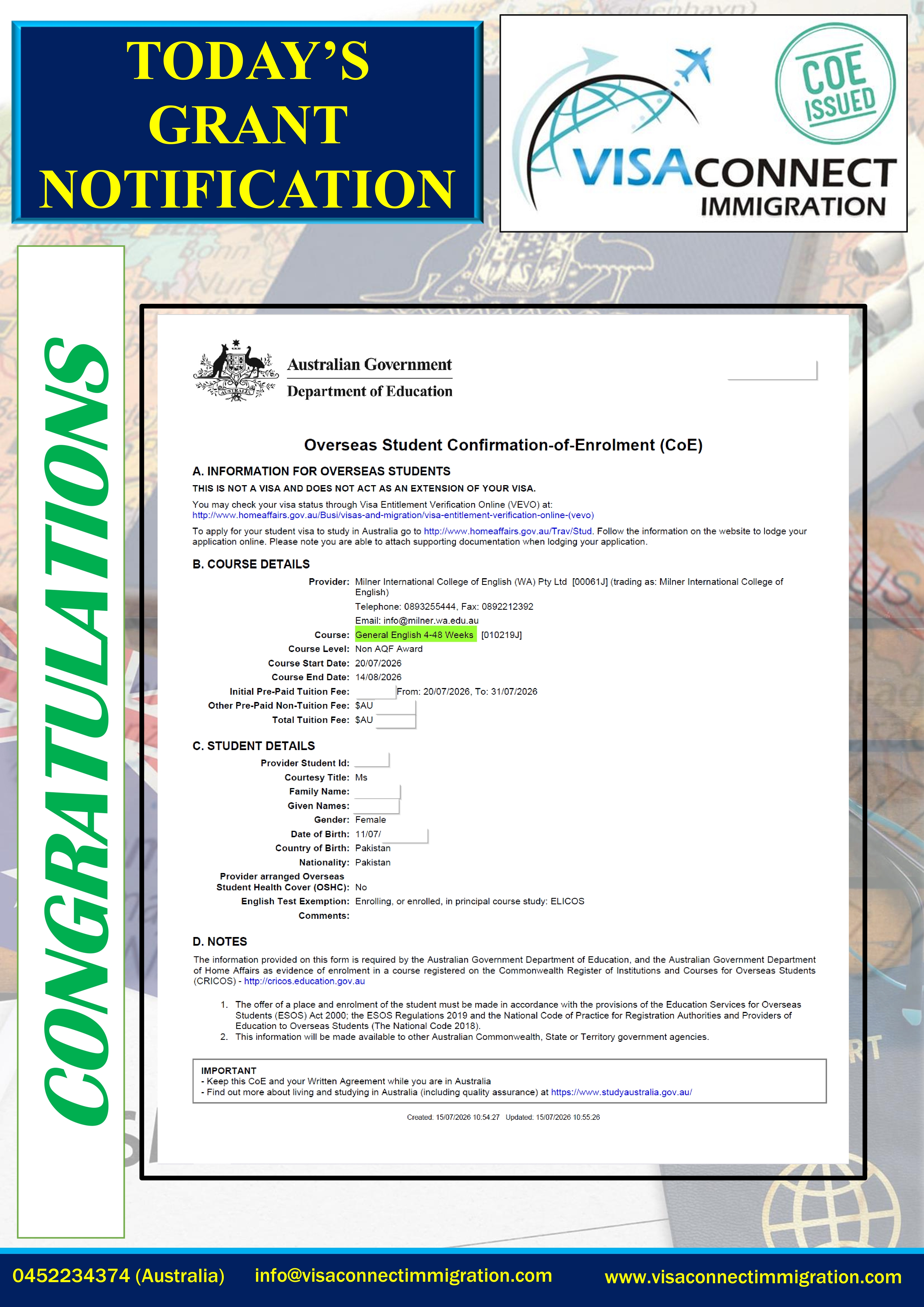 Visa Grant
