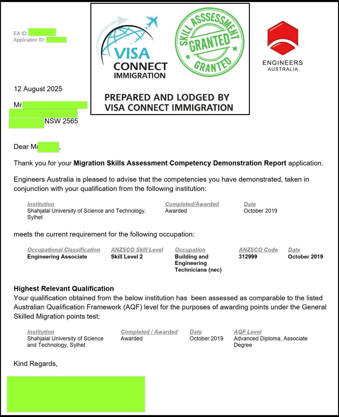 Visa Grant