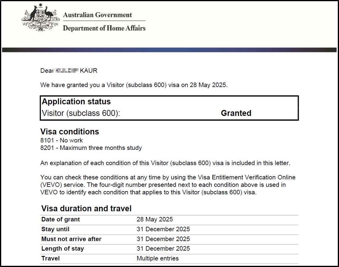 Visa Grant