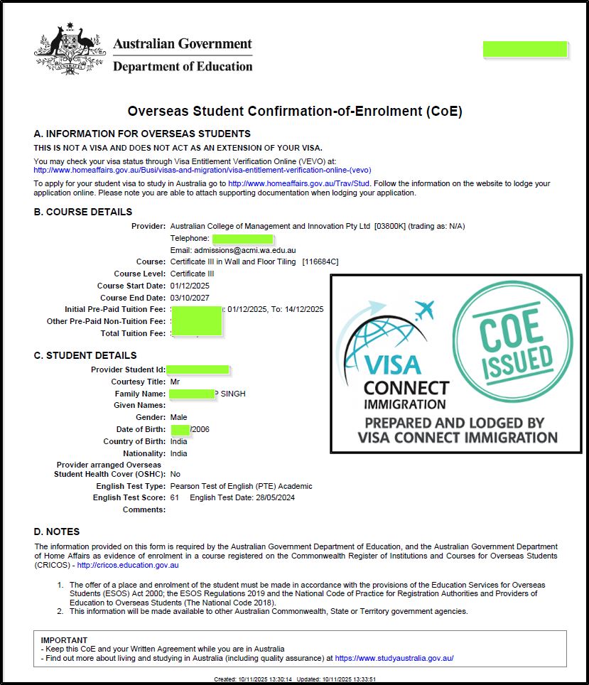 Visa Grant