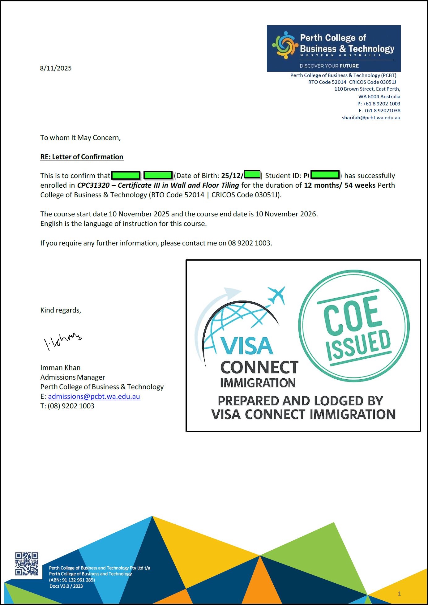 Visa Grant