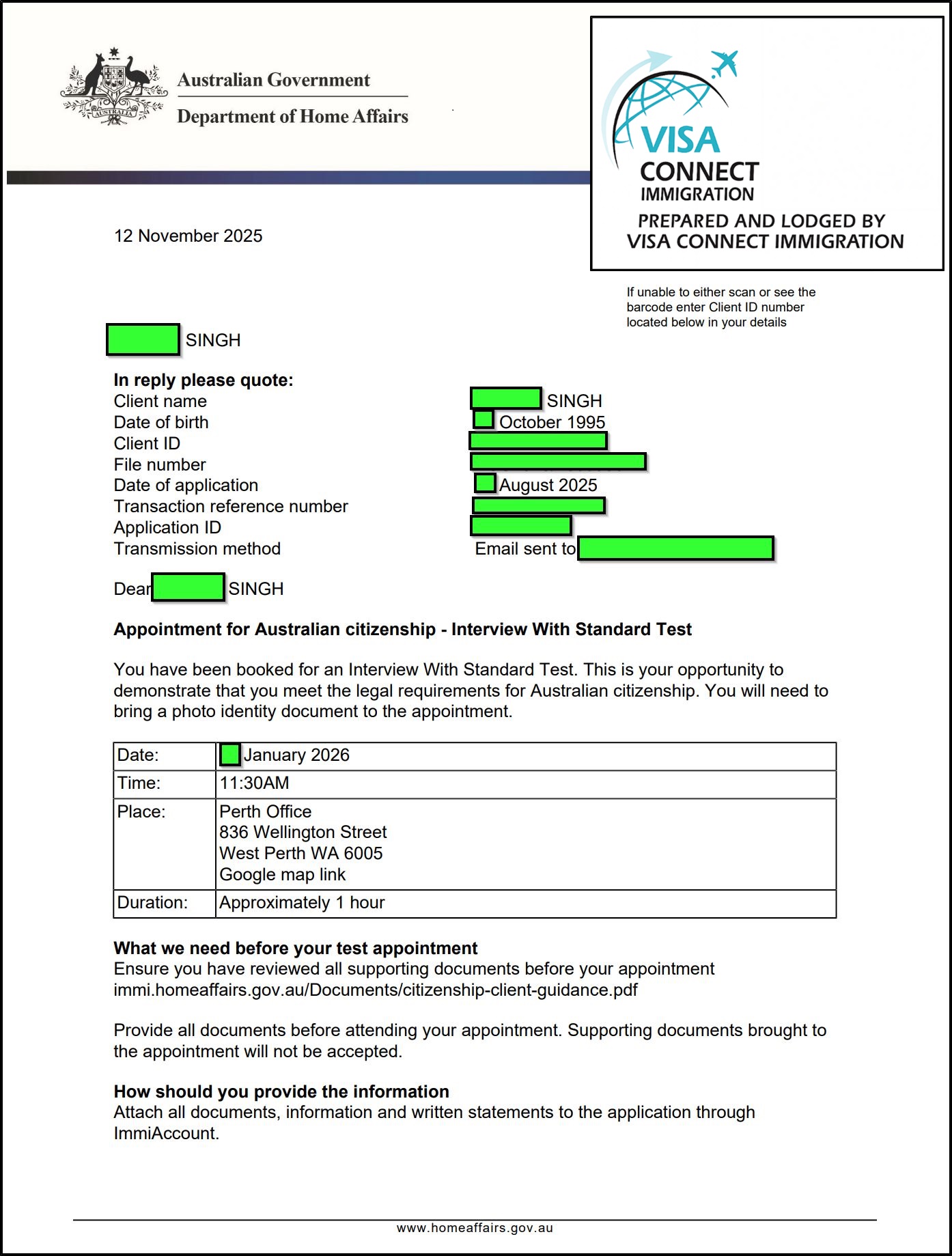 Visa Grant