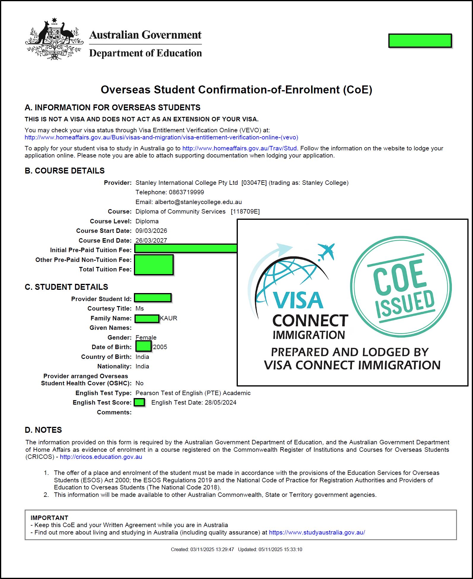 Visa Grant
