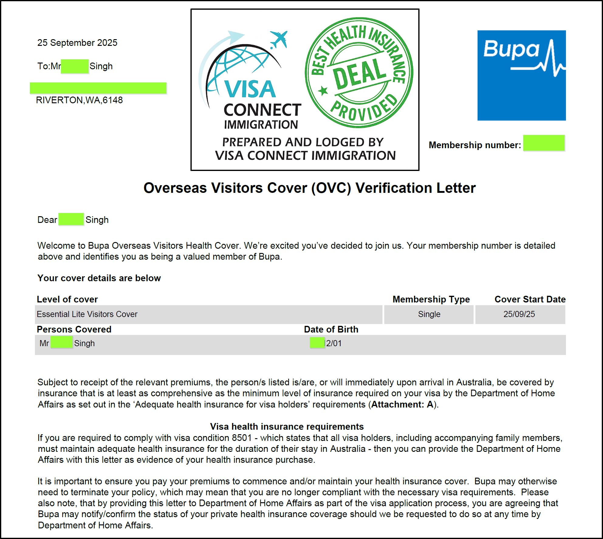 Visa Grant