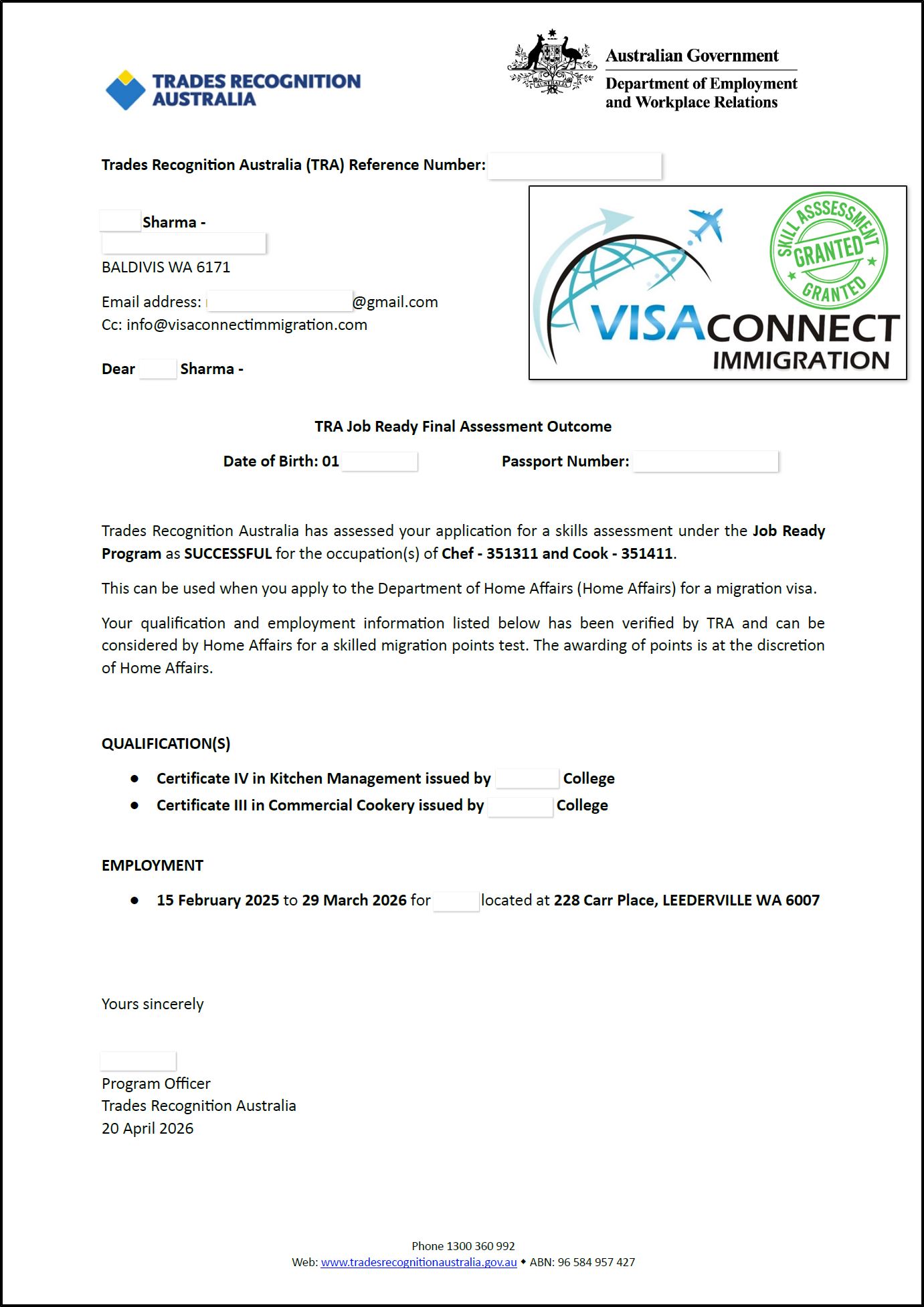 Visa Grant
