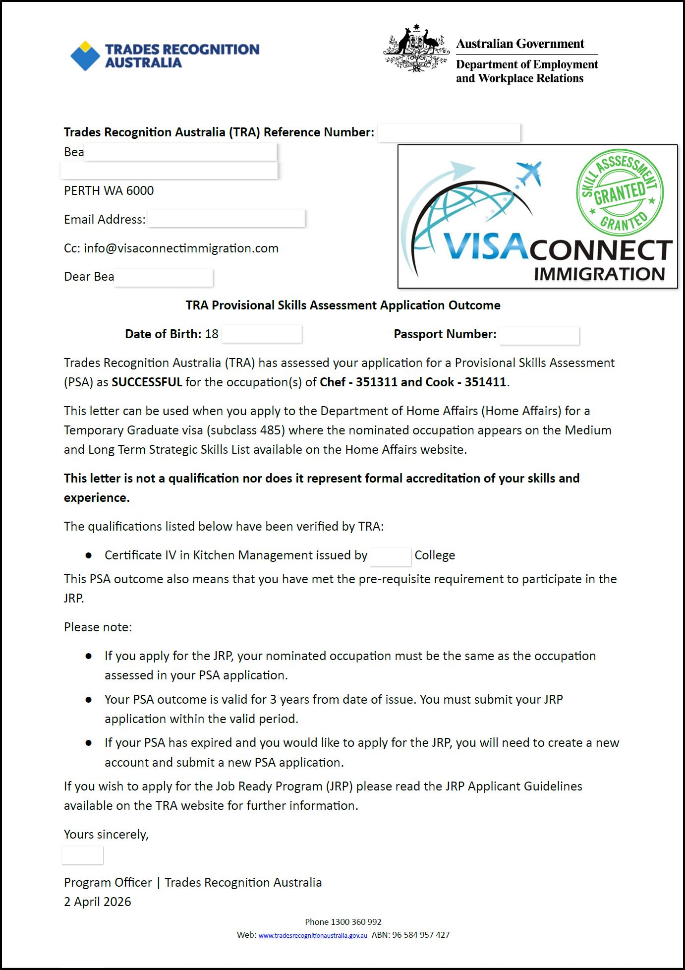 Visa Grant