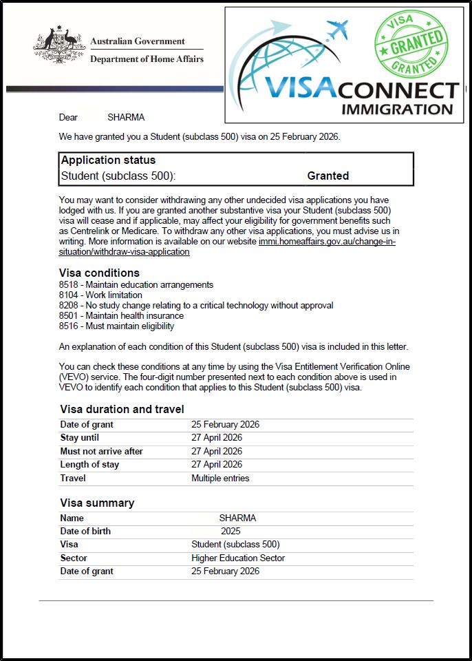 Visa Grant