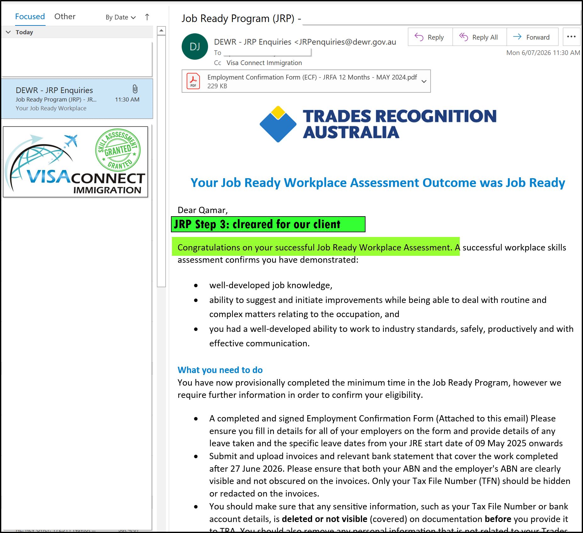 Visa Grant