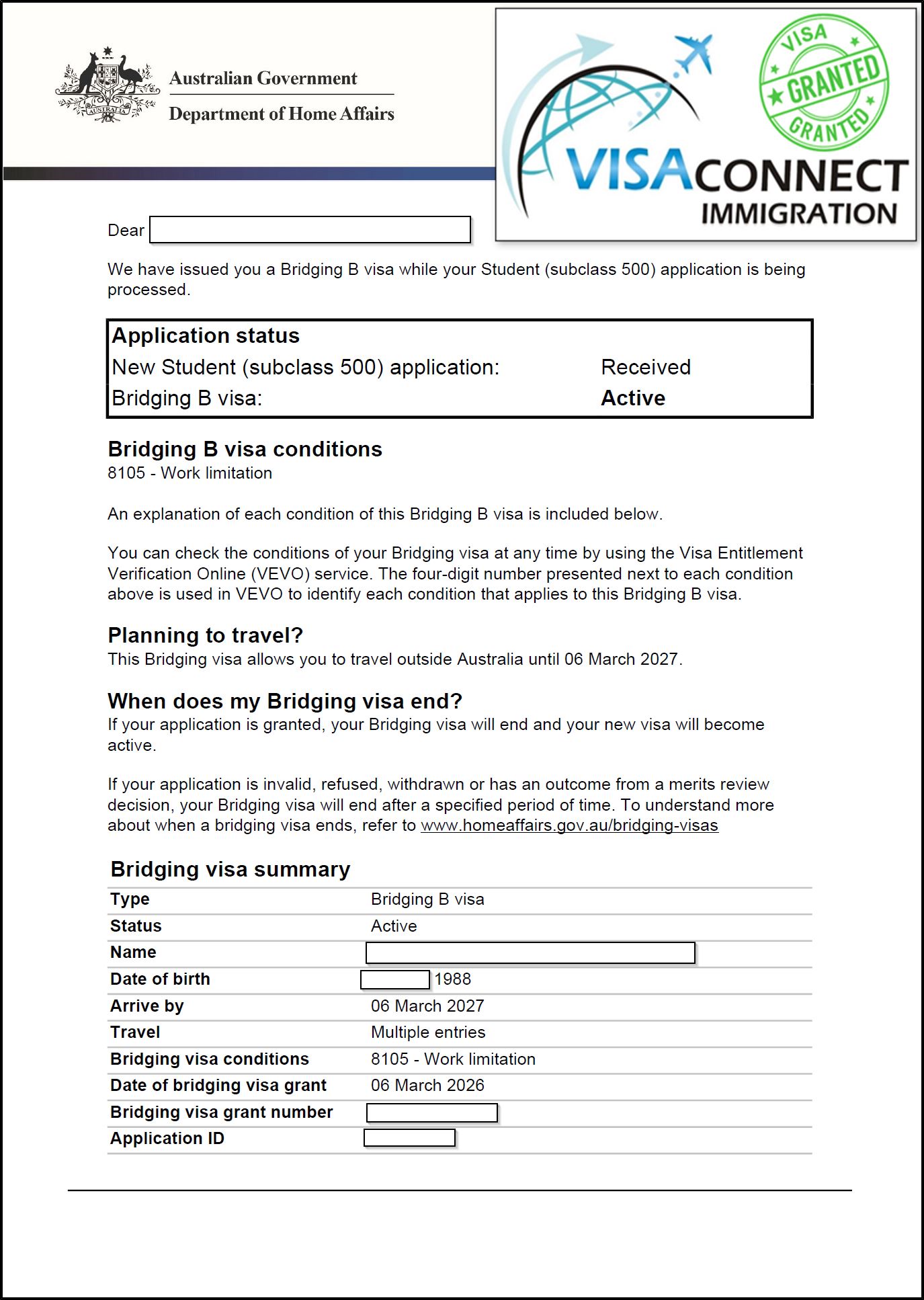 Visa Grant