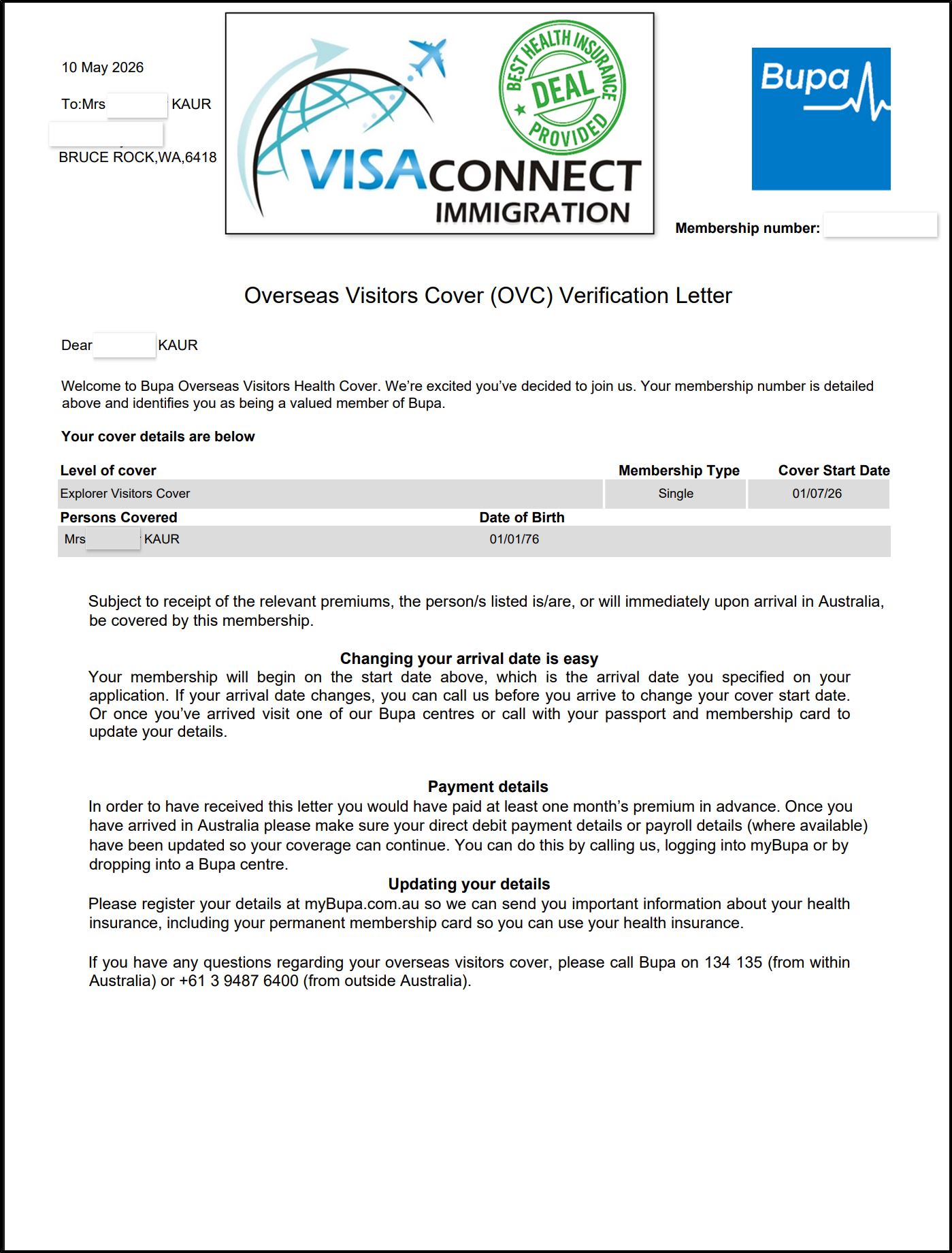Visa Grant